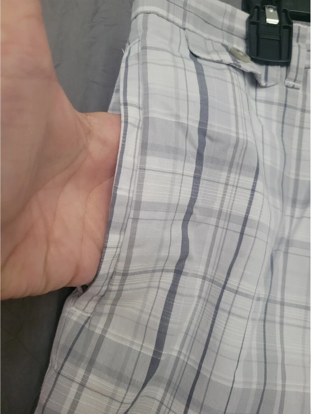 Calvin Klein Mens 38 Gray Plaid Bermuda Chino Shorts Preppy Golf NWOT